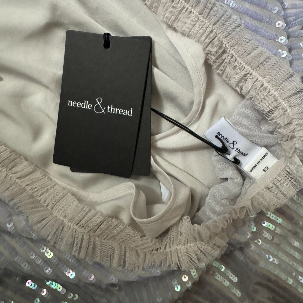 NWT BHLDN Needle & Thread Shimmer Long Sleeve Mini Dress Sz XS - Picture 11 of 12